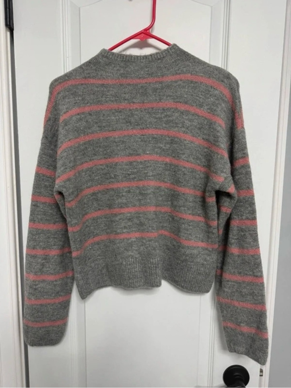 Wayf Gray Sweater with Pink Stripes